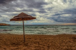 palapa on barren beach