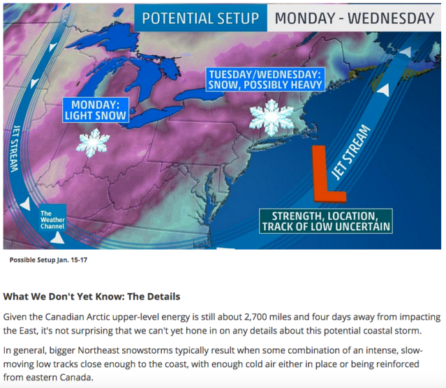 Weather map forecast for Jan 15 2018