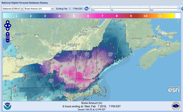 NWS snow forecast 2018-0207
