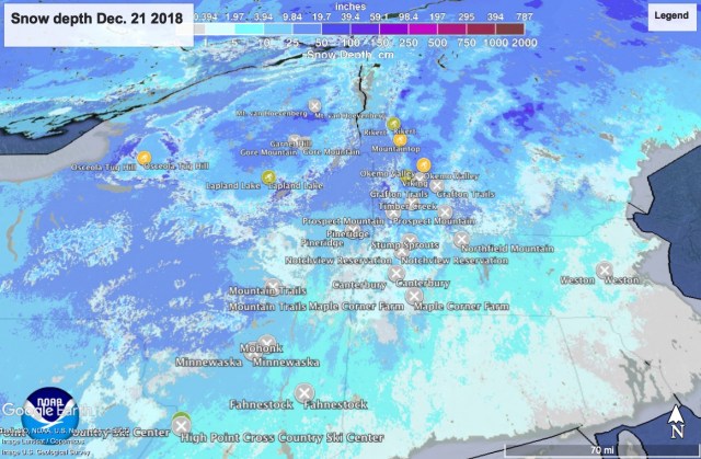 NOHRSC snow depth map of northeast US