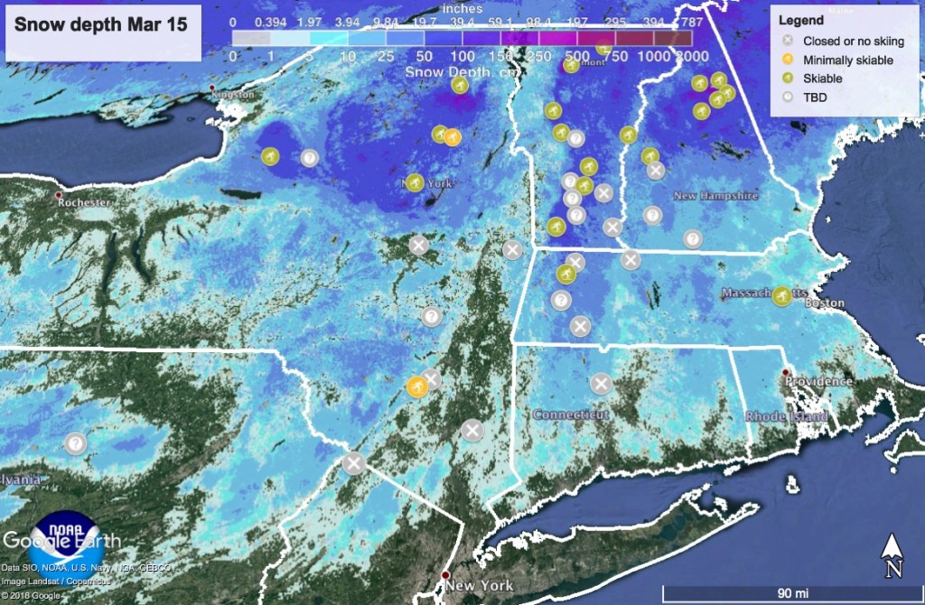 Snow depth Northeast US Mar 15