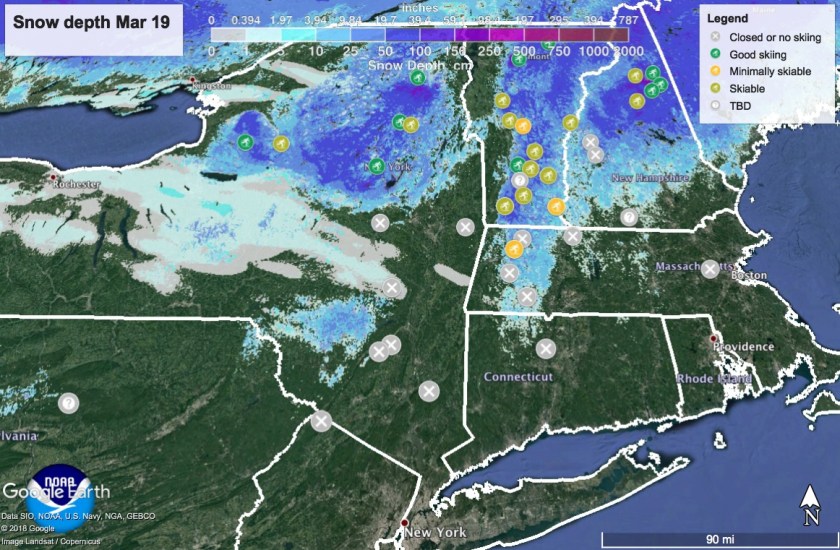 Snow depth in Northeast US, Mar 19