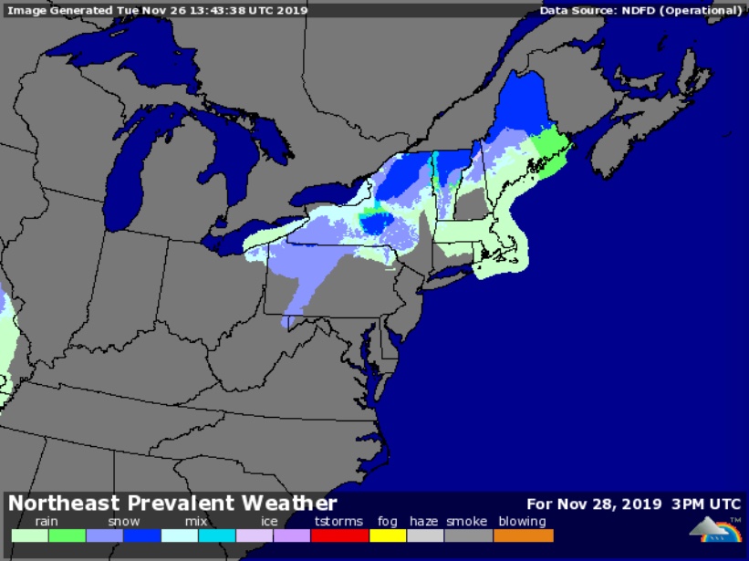Weather forecast northeast US 2019-1128