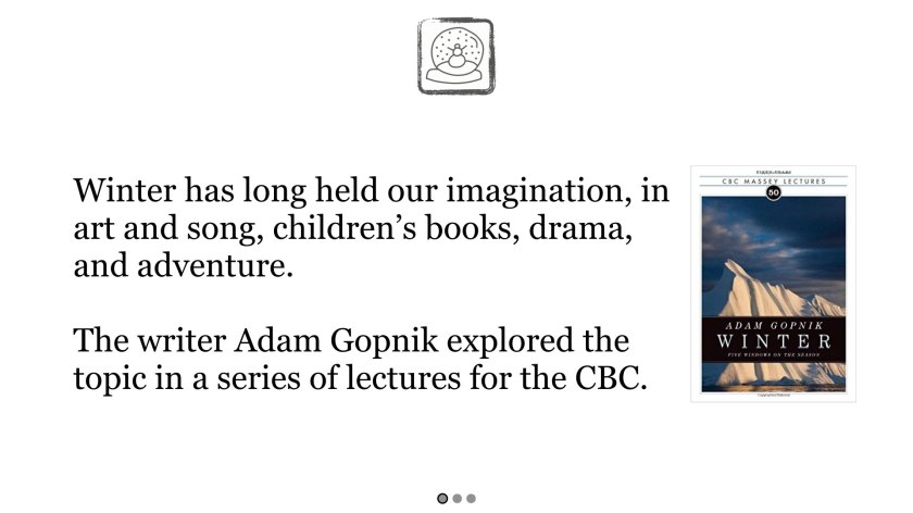 The book 'Winter', by Adam Gopnik