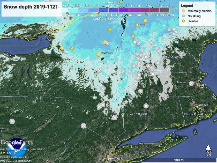 Snow depth northeast US 2019-1121