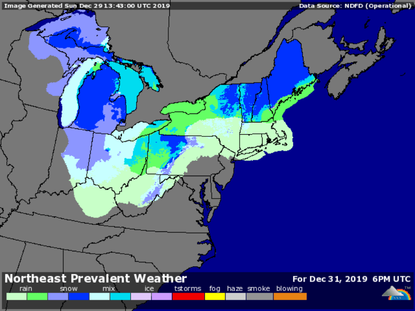 Forecast for 1pm Dec. 31