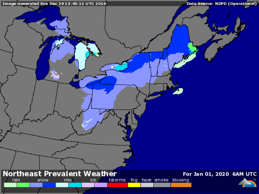 Forecast for 1am Jan. 1, 2020