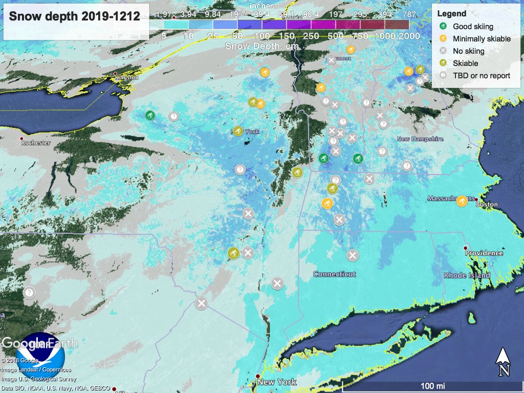 Snow depth northeast US, Dec. 12