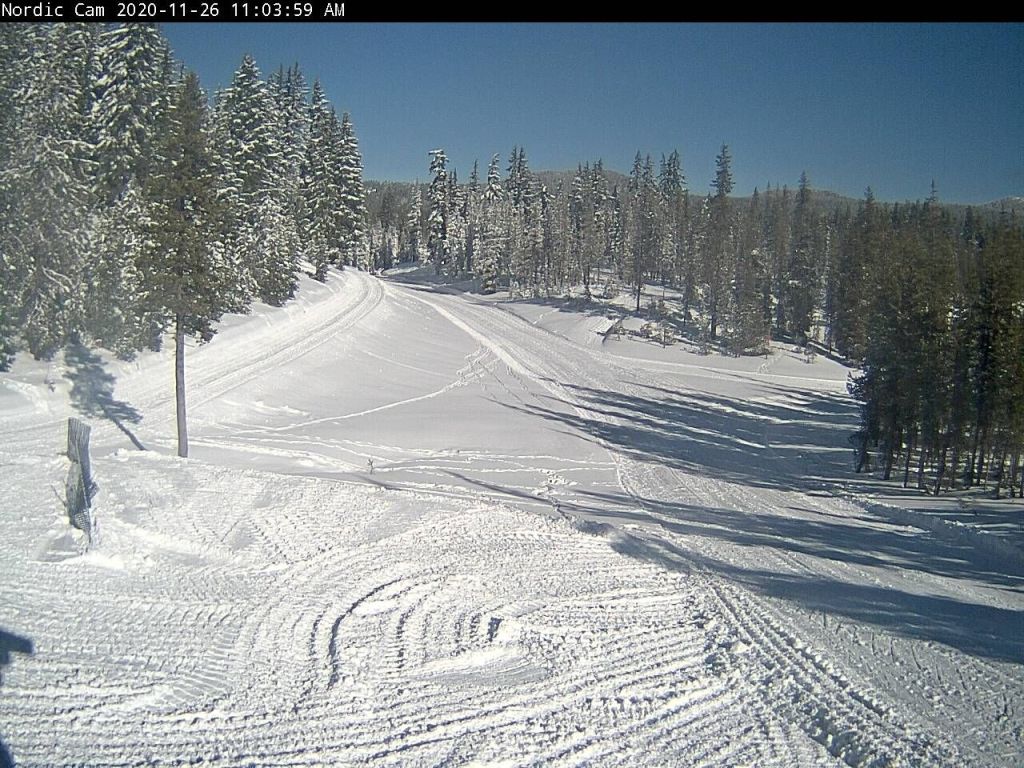 Abundant snow and sunshine at Mt. Bachelor park, Oregon, November 26 2020