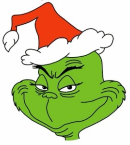 Grinch in a Santa hat