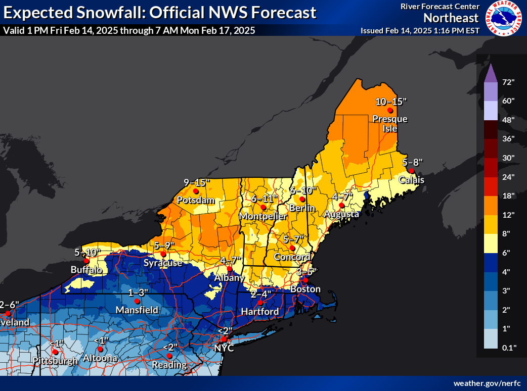 Snowfall Line Weather watch for President’s Day weekend – Across the Snow Line