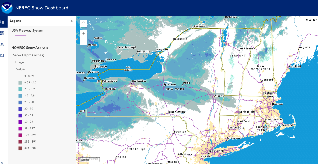 Snow depth northeast US, Nov. 30 2025 (NWS)