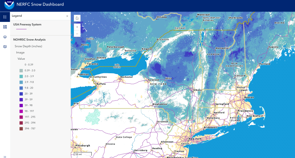 now depth northeast US, Jan, 11 2026(NWS)