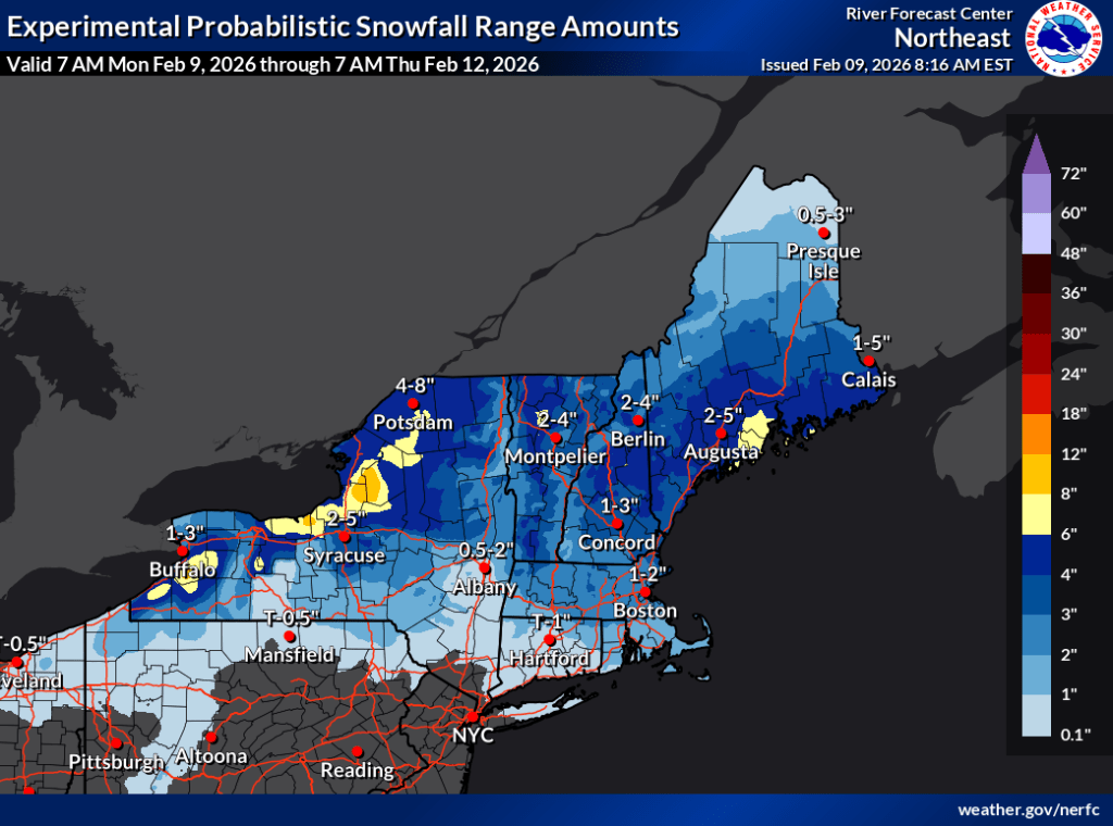 Total snowfall forecast through Feb. 12 2026 (NWS)